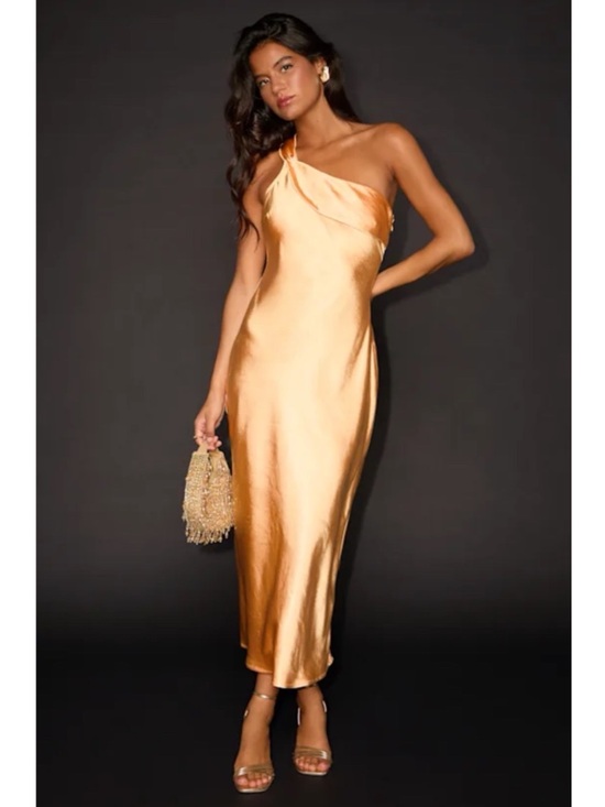 Lulus Dresses & Skirts - New Lulus One-Shoulder Satin Slip Dress Sz Medium